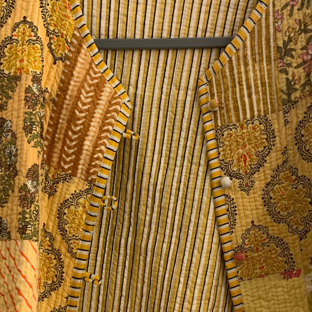 Colorful Yellow Patchwork Jacket - image 2